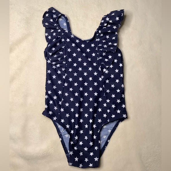 Old Navy One Piece Swim Suit Dark Blue with White Star Pattern 3T - Picture 1 of 4